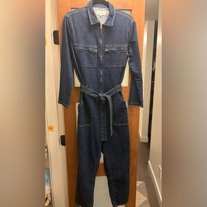 Le Petit Francaise Denim Celia Jumpsuit, stretch, zippered front, Size EU 38/Med